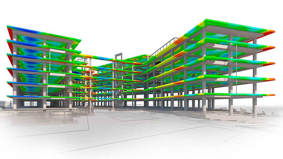 Illustrative structural analysis model of a multistorey concrete building