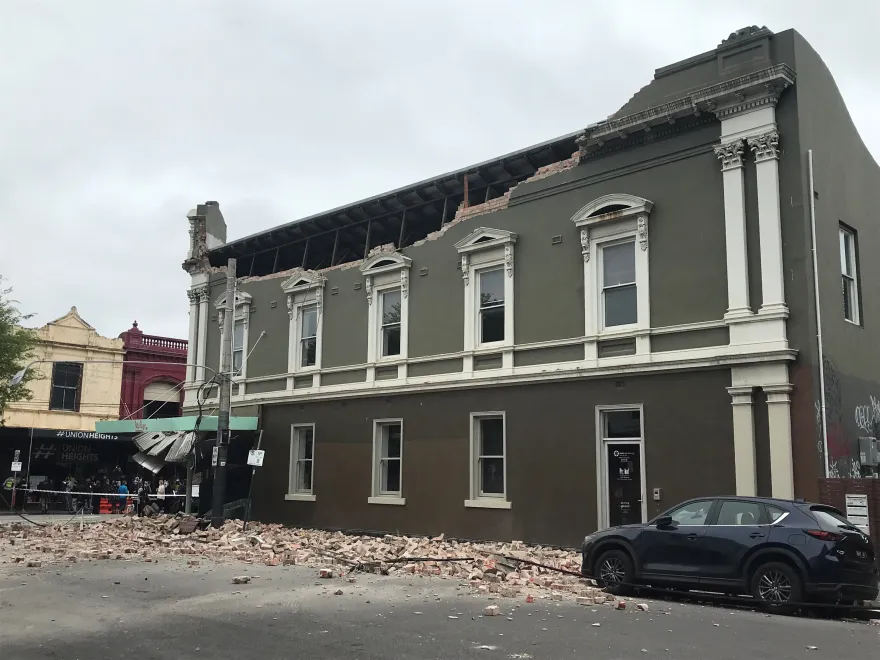 Figure 3. Part of a building on Chapel Street in Melbourne collapsed as a result of the magnitude-5.9 earthquake in 2021